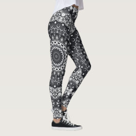 Zwart en Wit Monochroom Mandala Patroon Leggings