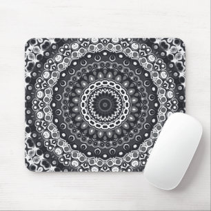 Zwart en Wit Monochroom Mandala Patroon Muismat