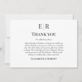Zwart en Wit Monogram Aangepaste Foto Bruiloft Bedankkaart (Voorkant)