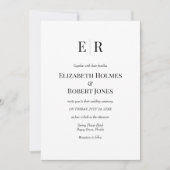 Zwart en Wit Monogram Aangepaste Foto Bruiloft Kaart (Voorkant)