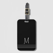 Zwart en Wit Monogram Bagagelabel (Voorkant (verticaal))
