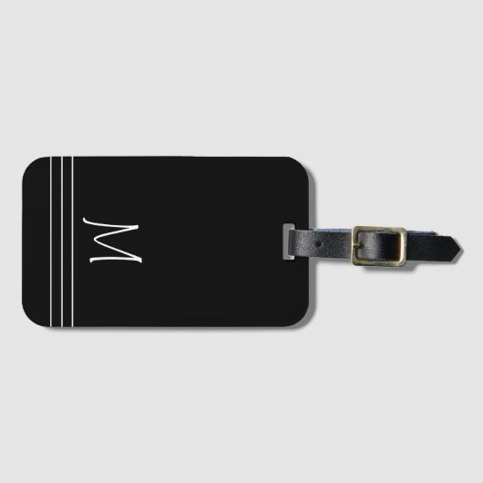 Zwart en Wit Monogram Bagagelabel (Voorkant (horizontaal))