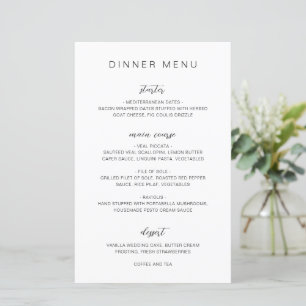 Zwart en wit monogram elegant huwelijksmenu