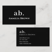 Zwart en Wit Monogram | Elegante Minimaal Aangepas Visitekaartje (Voorkant / Achterkant)