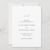 Zwart en wit monogram Elegante trouw  Save The Date (Voorkant)