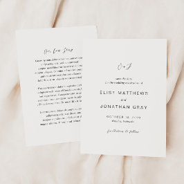 Zwart en wit monogram Elegante trouw Save The Date