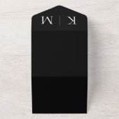 Zwart en wit-monogram-huwelijksuitnodiging- all in one uitnodiging (Buitenkant)