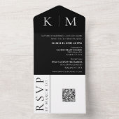 Zwart en wit-monogram-huwelijksuitnodiging- all in one uitnodiging (Binnen)