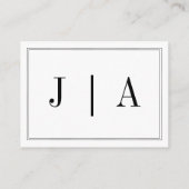 Zwart En Wit Monogram Modern Eenvoudig Huwelijk Informatiekaartje (Achterkant)