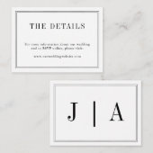 Zwart En Wit Monogram Modern Eenvoudig Huwelijk Informatiekaartje (Voorkant / Achterkant)