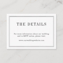 Zwart En Wit Monogram Modern Eenvoudig Huwelijk Informatiekaartje