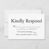Zwart en Wit Monogram Reactie RSVP Kaart (Voorkant)