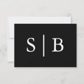 Zwart en Wit Monogram Reactie RSVP Kaart (Achterkant)