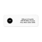 Zwart en Wit Monogram Retouradres Etiket (Voorkant)