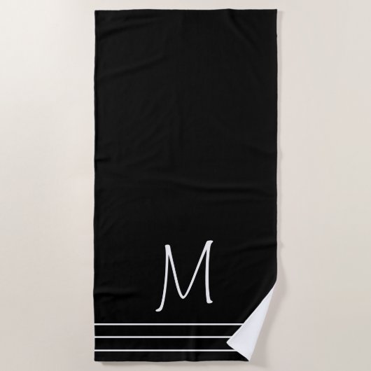 Zwart en Wit Monogram Strandlaken (Voorkant)