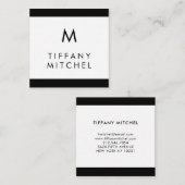 Zwart en wit | Monogram Vierkante Visitekaartje (Voorkant / Achterkant)