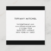 Zwart en wit | Monogram Vierkante Visitekaartje (Achterkant)