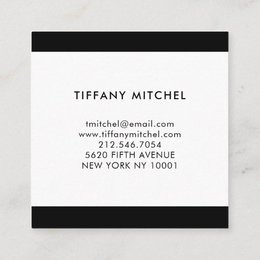 Zwart en wit | Monogram Vierkante Visitekaartje (Achterkant)