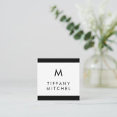 Zwart en wit | Monogram Vierkante Visitekaartje (Staand voorkant)