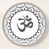 Zwart en wit moslim religieus symbool zandsteen onderzetter (Voorkant)