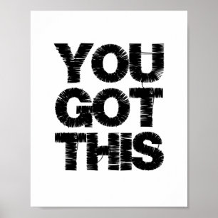 Zwart en wit motiverende quote Je kunt het Poster