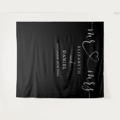 Zwart En Wit Mr En Mrs Hart Script Trouwdag Wandkleed (Voorkant (horizontaal))