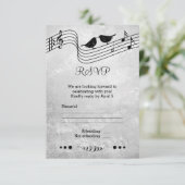 Zwart en wit muziek thema trouw RSVP kaart (Staand voorkant)