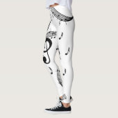 Zwart en wit muziekontwerp leggings (Links)