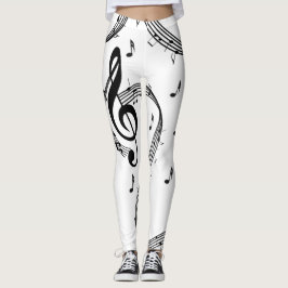 Zwart en wit muziekontwerp leggings