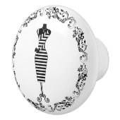 Zwart en wit naaikamer rompjurk paspop Cera Keramische Knop (Rechts)