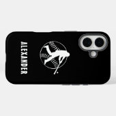 Zwart En Wit Naam Man Speler Honkbal Slagman Case-Mate iPhone Case (Achterkant (horizontaal))