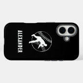 Zwart En Wit Naam Man Speler Honkbal Werper Case-Mate iPhone Case (Achterkant (horizontaal))
