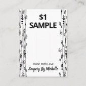 Zwart en wit natuurzeep monster displaykaart visitekaartje (Voorkant)