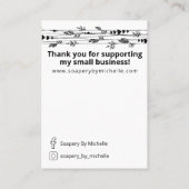 Zwart en wit natuurzeep monster displaykaart visitekaartje (Achterkant)