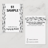 Zwart en wit natuurzeep monster displaykaart visitekaartje (Voorkant / Achterkant)