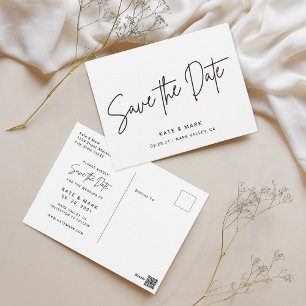 Zwart en Wit Niet-Foto Save the Date Briefkaart