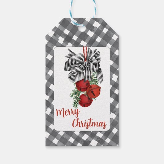 Zwart en Wit Noël Cadeaulabel (Voorkant)