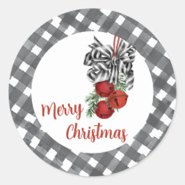 Zwart en Wit Noël Ronde Sticker