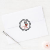 Zwart en Wit Noël Ronde Sticker (Envelop)