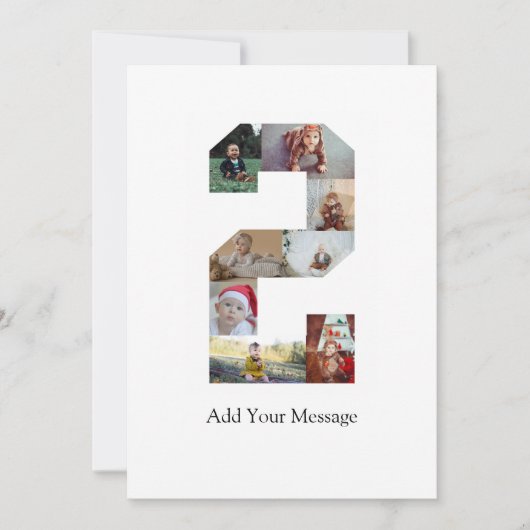 Zwart en Wit Nummer 2 Foto Collage Aankondiging (Voorkant)