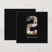 Zwart en Wit Nummer 2 Foto Collage Aankondiging (Voorkant / Achterkant)