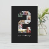 Zwart en Wit Nummer 2 Foto Collage Aankondiging (Staand voorkant)