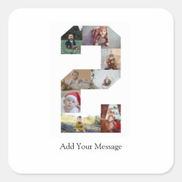 Zwart en Wit Nummer 2 Foto Collage Vierkante Sticker