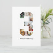 Zwart en Wit Nummer 3 Foto Collage Aankondiging (Staand voorkant)