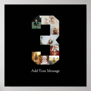 Zwart en Wit Nummer 3 Foto Collage Poster