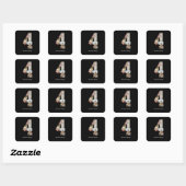 Zwart en Wit Nummer 4 Foto Collage Vierkante Sticker (Vel)