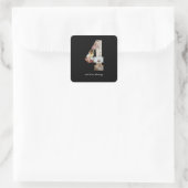 Zwart en Wit Nummer 4 Foto Collage Vierkante Sticker (Tas)