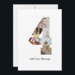 Zwart en Wit Nummer 4 Fotocollage Kaart<br><div class="desc">Dit aanpasbare product is waar foto's worden gerangschikt om de vorm van een nummer te vormen. Het wordt vaak gebruikt voor mijlpaalvieringen zoals verjaardagen, jubilea of prestaties, waardoor gebruikers memorabele afbeeldingen kunnen tonen binnen een enkele, opvallende weergave. De ontwerpen bieden meestal ruimte voor verschillende fotogroottes en -oriëntaties, waardoor een visueel...</div>