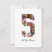 Zwart en Wit Nummer 5 Foto Collage Kaart (Voorkant)