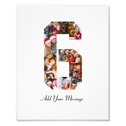 Zwart en Wit Nummer 6 Foto Collage Afdruk (Voorkant)